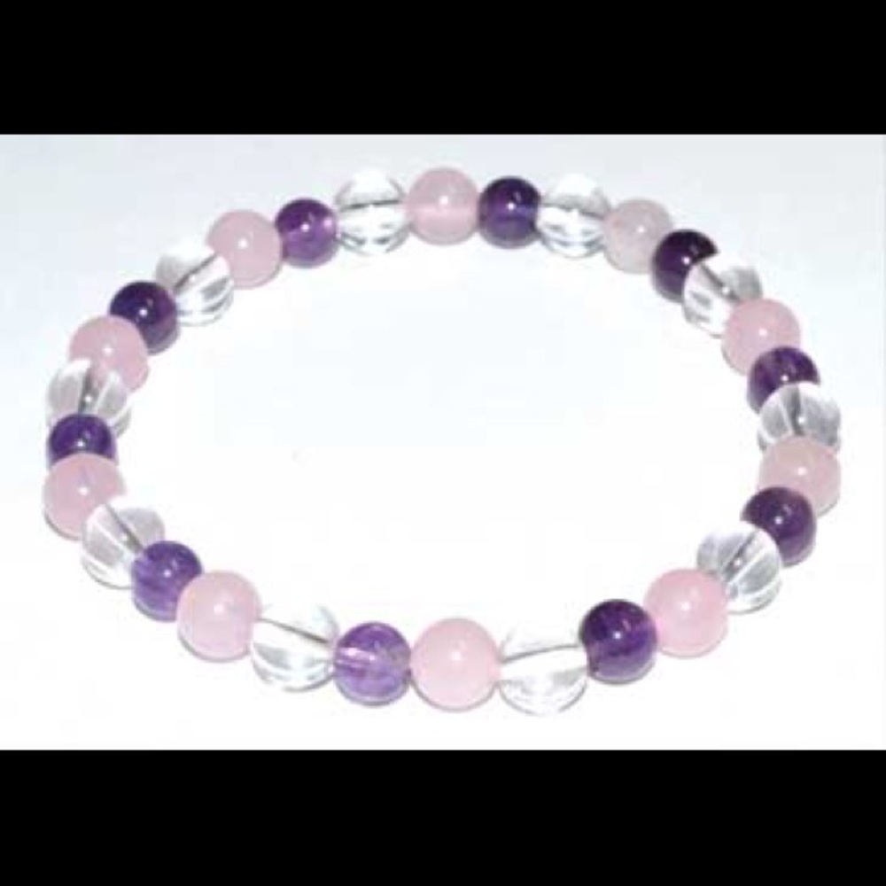 Amethyst Rose Quartz Crystal Stretch Bracelet